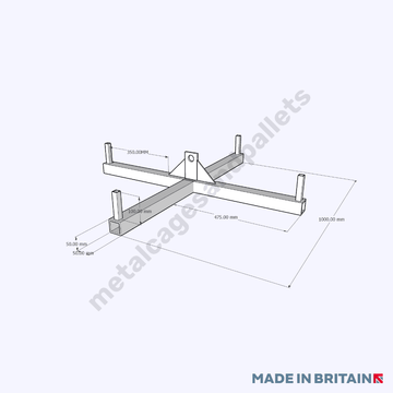 Front view technical drawing of Bulk Bag Lifter weight spreader frame